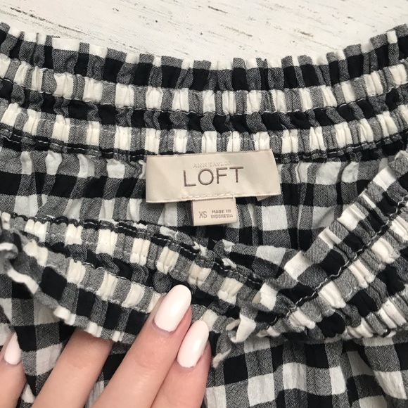 LOFT Off The Shoulder Gingham Top - Picture 3 of 4